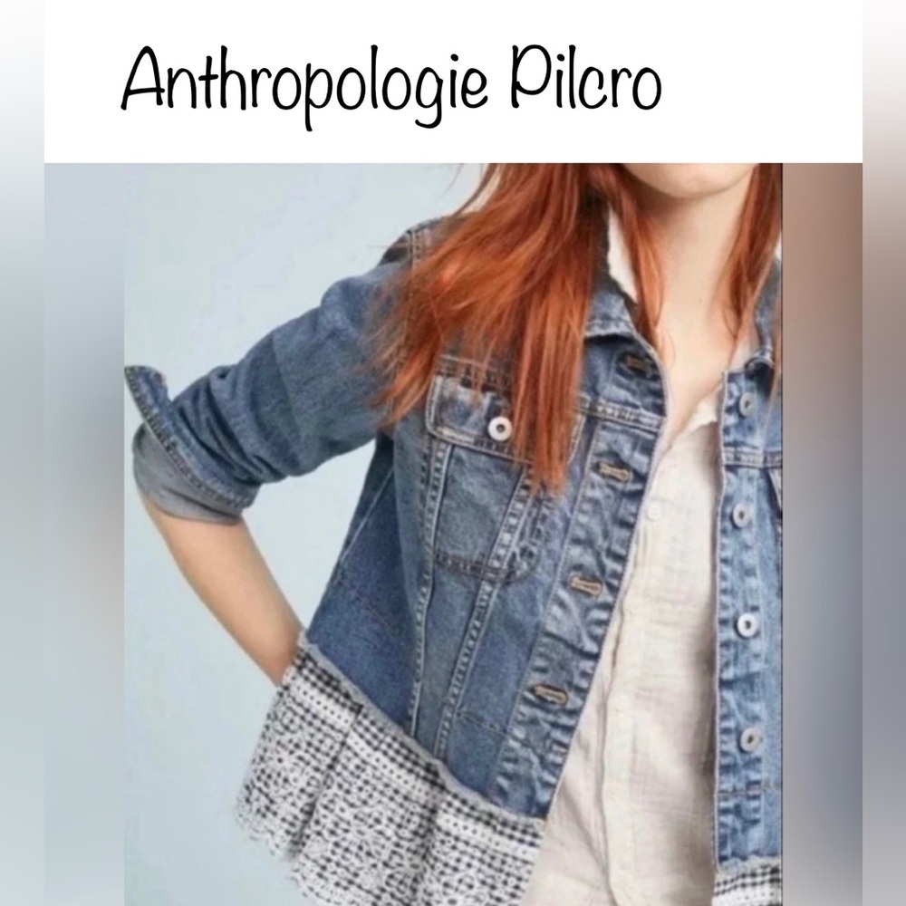 Pilcro and the Letterpress Blue Jean Jacket with Lace Size XS stretchy LIKE NEW